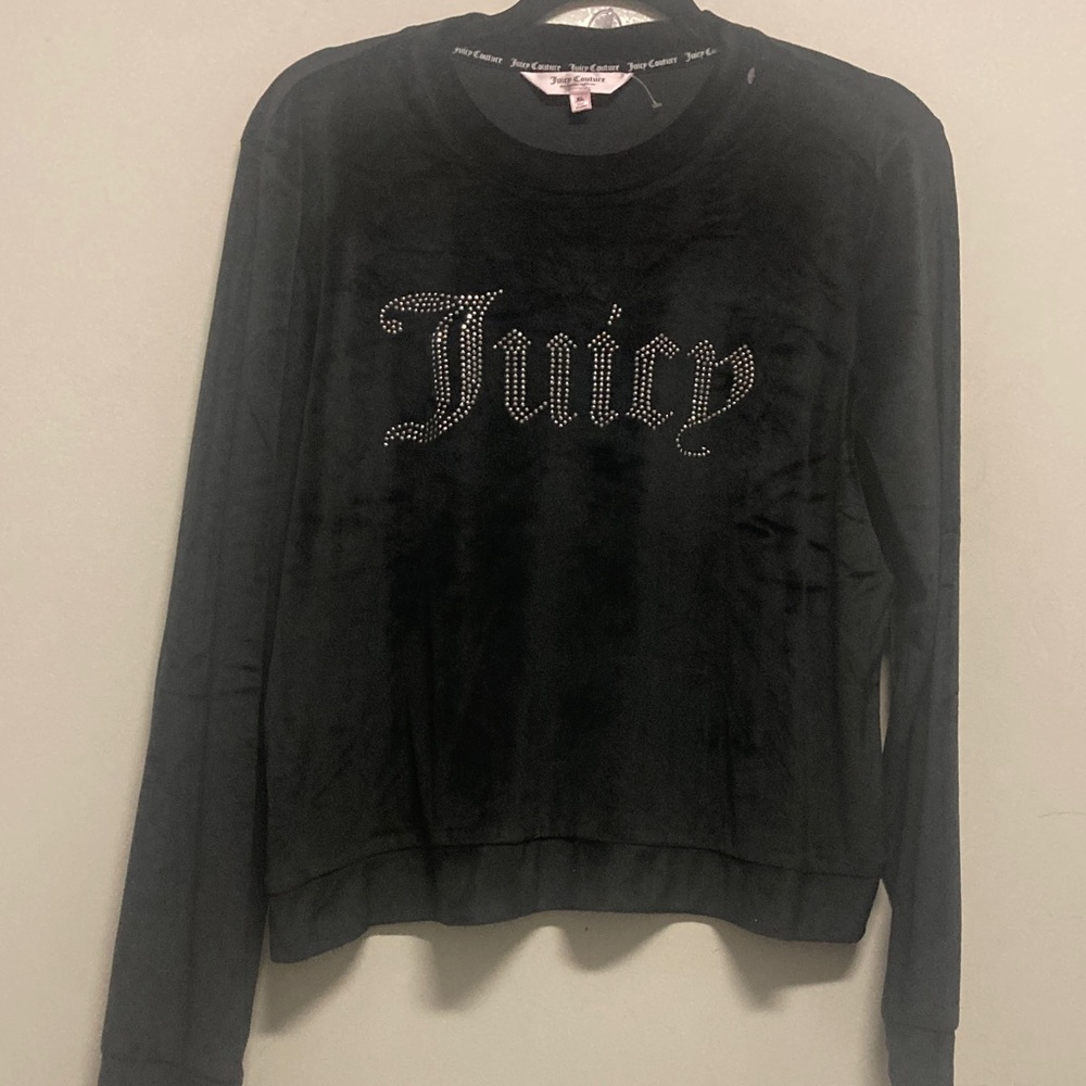 JUICY COUTURE/Black Velour Sweatshirt